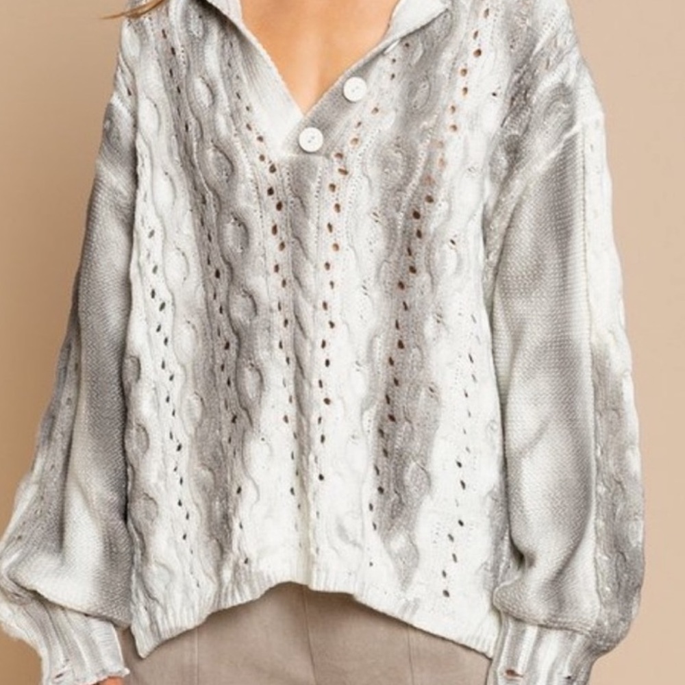 🌪POL HAND DIP DYED GREY MULTI SWEATER - Picture 9 of 9